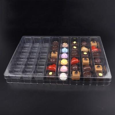 China Custom High Quality Clear Materials Food Grade 48 Truffles PET Chocolate Display Recycled Plastic Tray With Lid Packing Box for sale