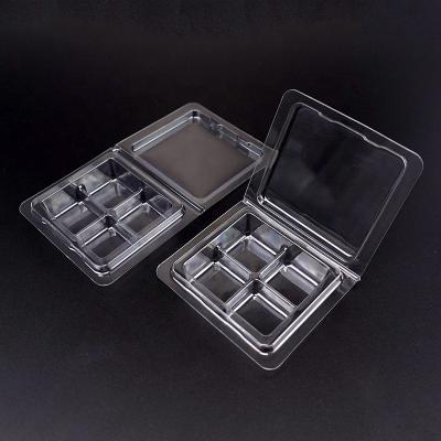 China Recycled Materials 4 Holes For Clear Clamshell Container Blister Wax Melt PET Plastic Tray Customize for sale