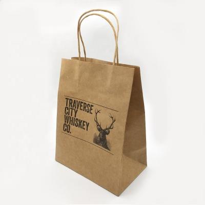 China Recycled Materials Customized Brown Fashion Shopping Bag Kraft Paper Shopping Bags With Handles for sale