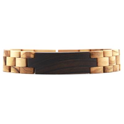 China Wholesale Custom Mens Wooden Bracelets CLASSIC Engraved Logo Ebony and Maple Wood Bracelets for sale