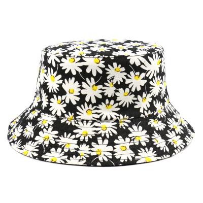 China Oversized Mini Sunflower Embroidered Reversible Bucket Hat Ladies Summer Hat Women Image 2021 for sale