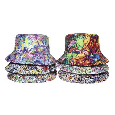 China Hip Hop Fashionable Popular Custom Visor Street Hat Large Graffiti Bucket Image Private Label Hat for sale