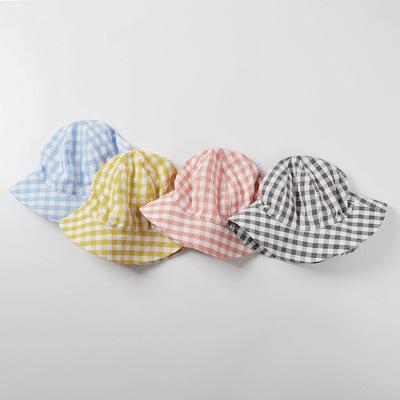 China Multicolor Picture Plaid Hat Gingham Baby Sun Hat for sale