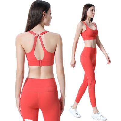 China QUICK DRY Europe and the United States new yoga tight sports suit two-piece hip lift pants fitness pants suit female S-017 for sale