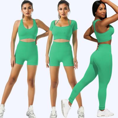 China Short-sleeved top vest running S-125 QUICK-DRY female summer yoga halter sports suit zipper pattern for sale