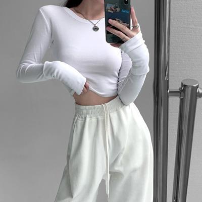 China Anti-wrinkle Asian style T-shirt tight-fitting women's design sense long-sleeved shorts bottoming shirt niche top women's spring and autumn for sale