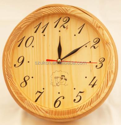 China Traditional Chinese Wooden Sauna Clock In Sauna Rooms Use Pine Wood Sauna Clock for sale