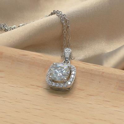 China Paston Jewelry 10K 14K TRENDY 1ct White Solid Gold DEF VVS1 Round Moissanite Shiny Gold Necklace Wedding Party Gifts Dangle Girls for sale