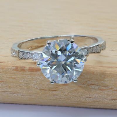 China Custom Ring TRENDY DEF VVS 5CT 11mm Round Moissanite Diamond Engagement Wedding Ring from Paston Silver925 Moissanite for sale