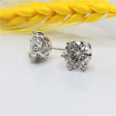 China Cute Paston Jewelry 5ct Round DEF VVS1 Moissanite 925 Brilliant Silver Earring Screw Stud Earrings Huge Size Party Wedding Gifts for sale