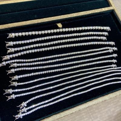 China Other Hot Sale Paston Jewelry Silver Moissanite Tennis Bracelet 2mm 3mm 4mm 5mm Hip Hop Style Moissate Iced Out Tennis Bracelet for sale