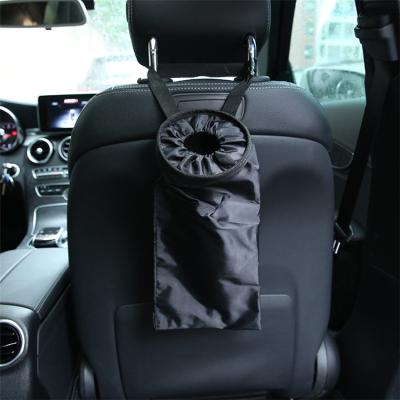 China Hot Selling Polyester Headrest Back Seat Car Garbage Bag Auto Hanging Garbage Bag With Adjustable Strap for sale