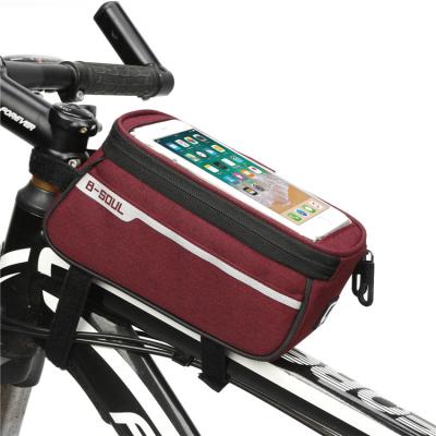 China Waterproof Phone Front Frame Bag Top Bicycle Phone Mount Bag Phone Case Holder Bike Tube Frame Bag 21*9*10.5cm for sale