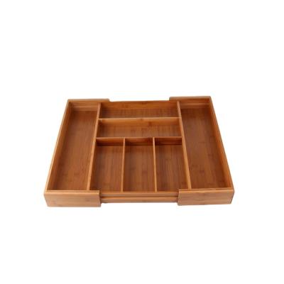 China Viable Bamboo Fork Storage Knife and Kitchen Tray Bamboo Expandable Drawer Organizer for sale