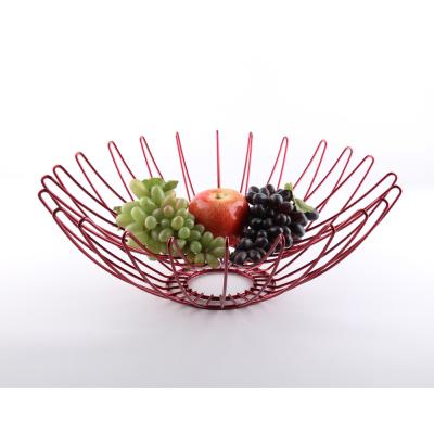 China Fruit Basket Red Color Sustainable Eco Friendly Round Fruit Basket With Net Cover Wedding Fruit Basket for sale