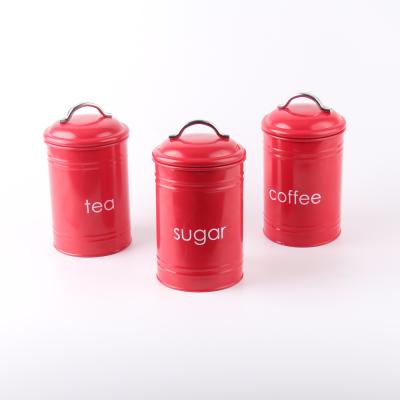 China Sustainable Food Metal Canister Set Sugar Tea Coffee Canister Set for sale