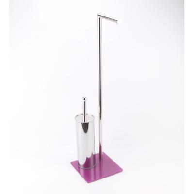 China Traditional Free Standing Glass Roll Paper Holder With Toilet Brush Holder for sale