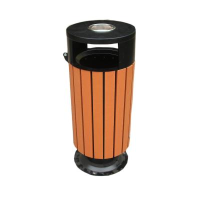 China Customized Single Standing Anti-Corrosive Wooden Trash Bin Sustainable Plastic Wooden Wpc Waste Bin Outdoor for sale