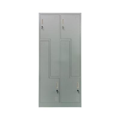 China New Design Office Funiture Multifunctional L Door 4 Tier Z Locker New Shape Wardrobe Steel Furniture Form School Gym Metal Locker for sale