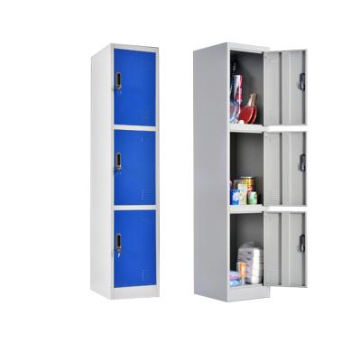 China Office Funiture Modern Design Three Door Metal Staff Lockers Hotel Locker 3 Door Steel Clothing Locker/Wardrobe for sale