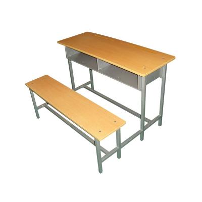 China Hot Sale Modern School Furniture School Double Seat Modern Student Desk And Bench for sale