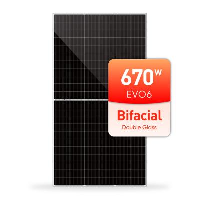 China 650 Double Clear Bifacial Glass Photovoltaic Solar Panel 655 660 665 670 Watt Solar PV Panel Price From China 210mmx210mm for sale