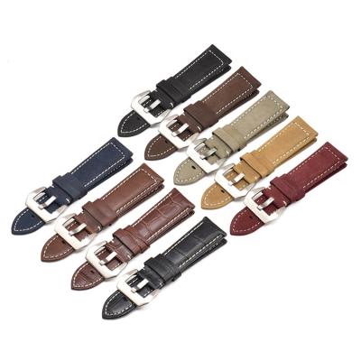 China 20mm 22mm 24mm 26mm Replacement Leather Luxury Watch Band Strap Genuine Leather Watch Band for sale