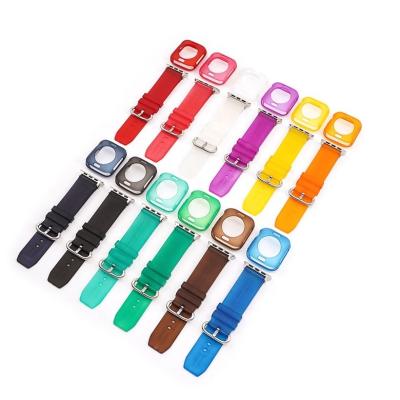 China For Apple Watch Band With Case Wholesale 2 In 1 Strap + Case Clear TPU Bandas For Apple Watch Bands 41mm 45mm 38mm 40mm 42mm 44mm for sale