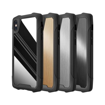 China Metal Phone Shockproof Soft Bumper Case Anti-fall TPU Back Cover For iPhone XR X XS 6 7 8 Plus Max for sale