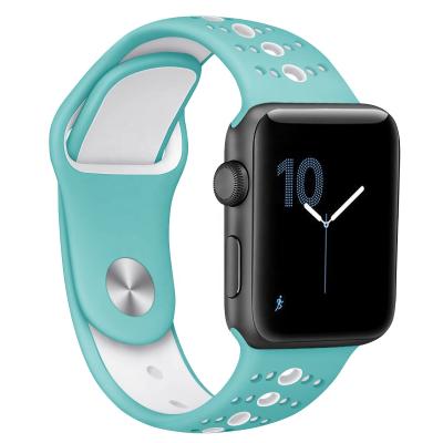 China Massive Perforation Increases Breathability 44mm 42mm 40mm 38mm Silicone Strap For Apple Watch Watch Band for sale