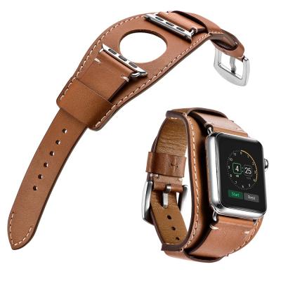 China Wholesale Replacement Watch Band Cuff Leather Leather Band For Apple Watch Genuine Leather Strap for sale