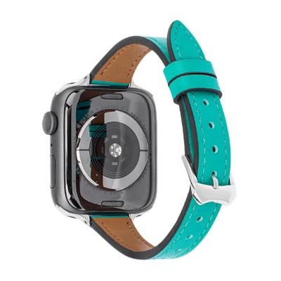 China Print Light Luxury Thin Cowhide Genuine Leather Wrist Watch Bands For Apple Watch Leather Strap for sale