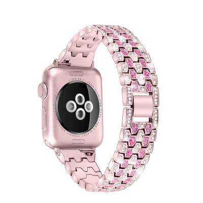 China Non-Specific Ladies Bling Diamond Metal Replacement Wrist Watch Band For Apple Watch Strap Band for sale