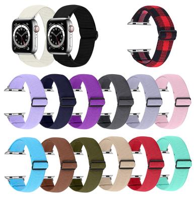 China One Size Can Fit Hot Selling Adjustable Elastic Nylon Woven Loop Braided Solo Strap Most People's Wrists For Apple iWatch Band Series 6 5 4 3 2 1 Se for sale