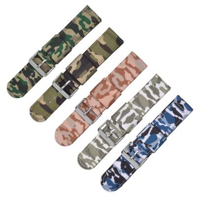 China Fashion Trend 22mm Non-Specific Lightweight Breathable Quick Release Camouflage Nylon Watch Straps for sale