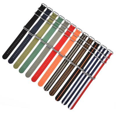 China Wholesale Price Nylon Braided Smart Wrist Watch Band Nylon Striped NATO Watch Strap 20mm 22mm for sale