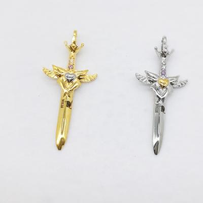 China Trendy Stainless Steel Angel Crystal Jewelry Sword Pendant Necklace for sale