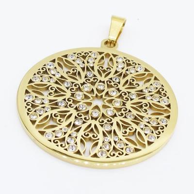 China Simple 18k Gold Designs Fashionable Women Full Crystal Flower Pendant for sale