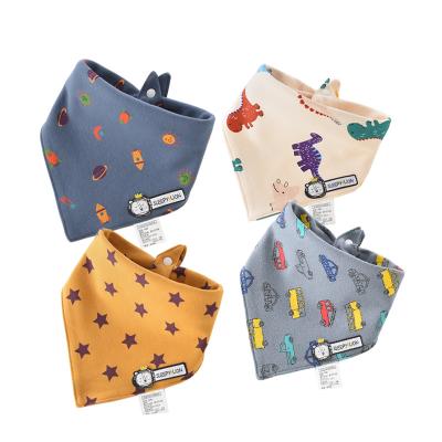 China Eco-freindly Quick-drying Cartoon Printing Triangular Cotton Baby Saliva Towels Bibs Burp Clothes for sale