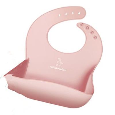 China Adjustable Maker Silicone Waterproof Toddler Food Catcher Baby Feeding Bibs With Pouch for sale