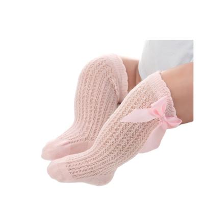 China Princess Knee Long Mesh Bow Newborn Baby Socks Non-slip Eco-freindly Winter Cotton for Christmas for sale