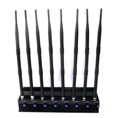 China 2G/3G/4G/WIFI 8 band high power indoor signal jammer,desktop cellphone blocker, each channnel can be adujustable breaker for sale