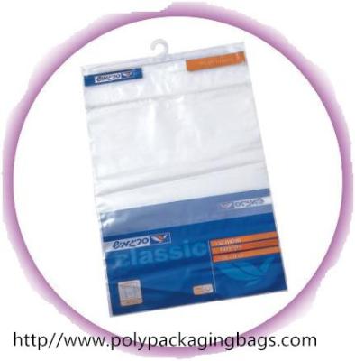 China Colorful Self Adhesive Printed Poly Bags With Hangers , Moisture Proof for sale