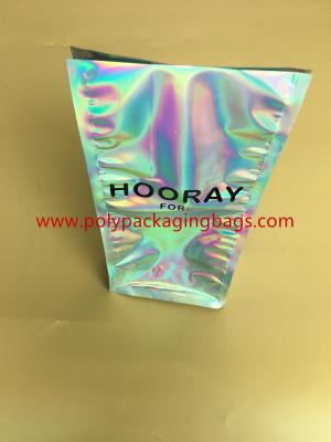 China Fruit And Snack Storage Stand Up Foil Ziplock Bags Sliver Laser Film Hologram Heat Sealed for sale