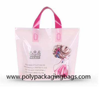 China 100 Microns Plastic Shopping Bags With Soft Loop Handles for sale