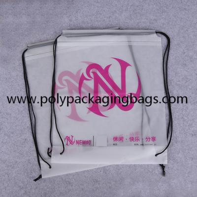 China Biologisch afbreekbare Berijpte CPE Plastic Drawstring Rugzak Te koop