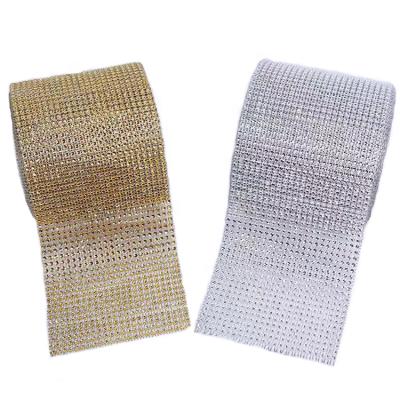 China Flatback Flatback 24 Rows Cavity Ribbon Rhinestone Mesh Sheet Trimming Plastic Crystal Garment Accessories for sale