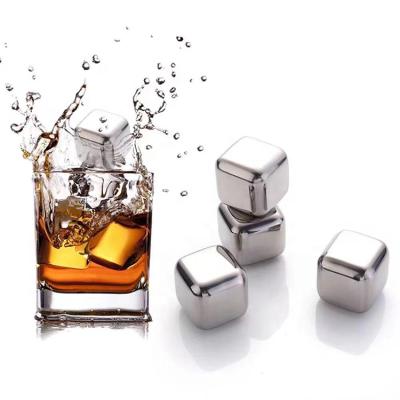 China Sustainable 304 Stainless Steel Ice Cube For Cooling Bar Whiskey Stones Metal Ice Cube for sale