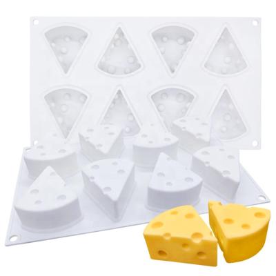 China 8 Cavity Freestanding Cheese Block Cake Mold Triangle DIY Pudding Mousse Dessert Silicone Baking Molds for sale