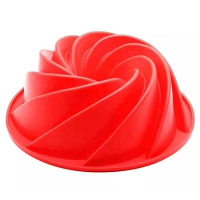 China Sustainable Hot Selling Amazon Silicone Cake Mold Heat Resistant Flower Fluted Design Spiral Bundt Cake Mold for sale